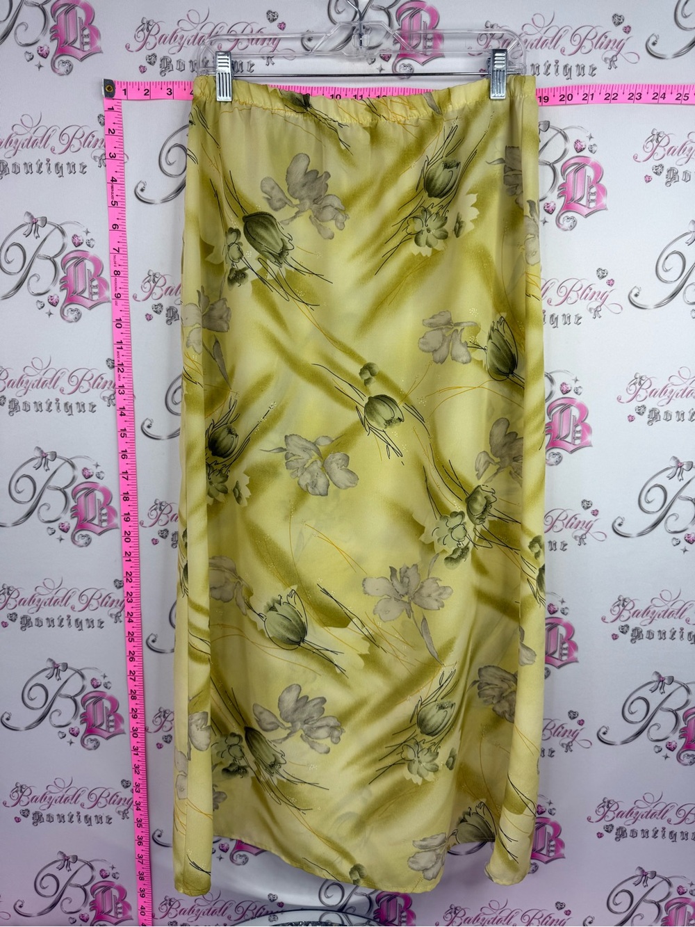 EAST WEST FASHIONS SKIRT Yellow Floral Midi  Skirt vintage y2k
